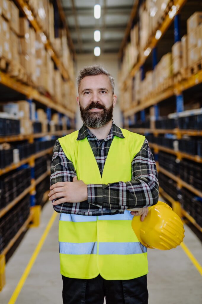 Portrait of a warehouse worker or supervisor.